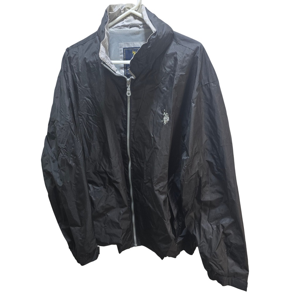 U.S. Polo Assn. Men's Black‎ Full Zip Lightweight Jacket Windbreaker 2XL